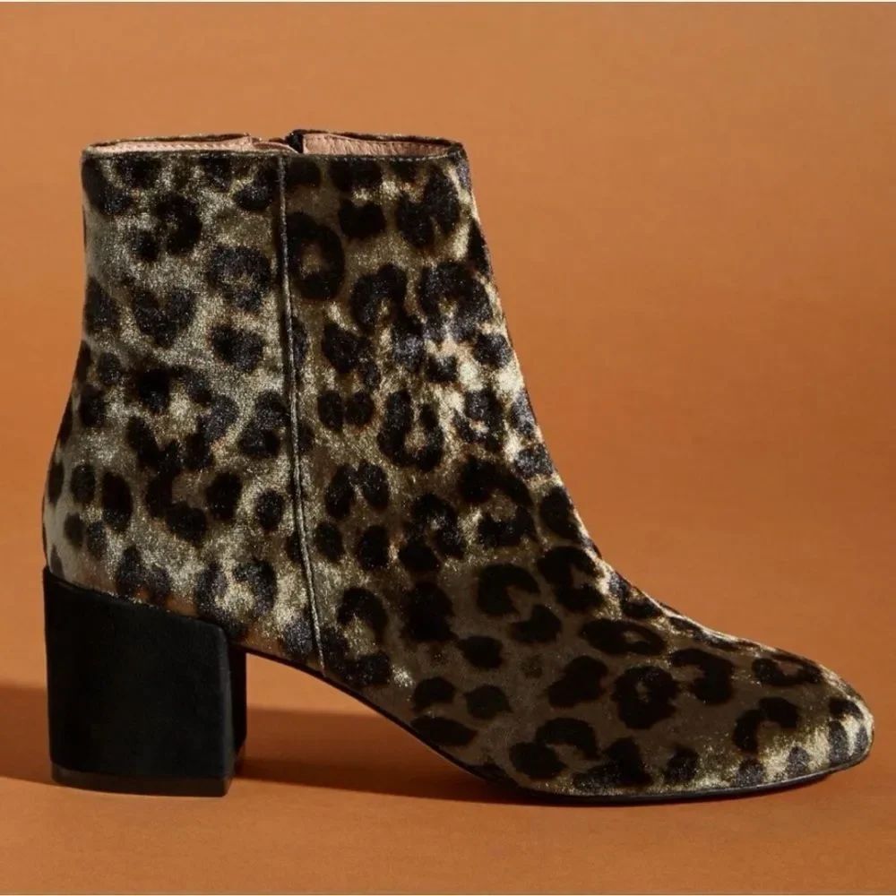Anthropologie Printed Velvet Ankle Boot NIB